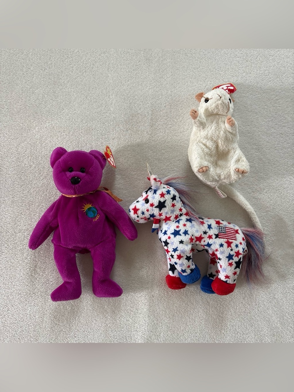 Lot of 3 NWT  RARE TY Beanie Babies Cheezer, Millenium 2000, Lefty